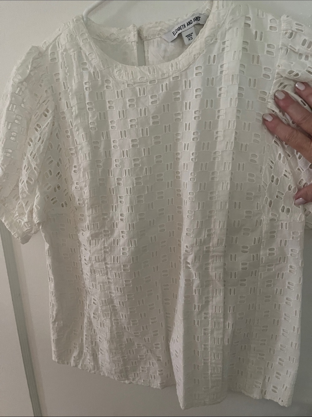 Elizabeth and James Ivory Eyelet Short Sleeve Blouse
